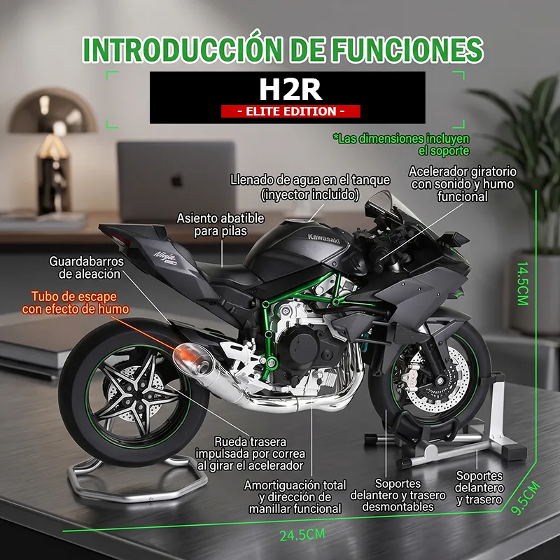 Kawasaki H2R Elite Humo 1-9 Funciones