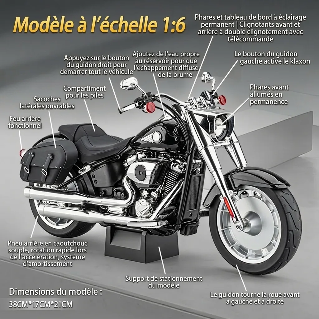 Miniature Harley-Davidson Fat Boy Premium échelle 1_6 Caractéristiques (FR)