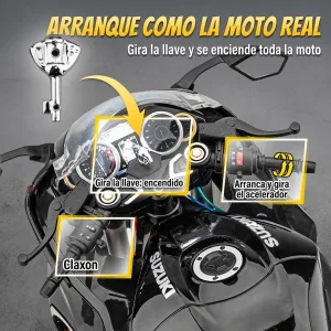 Arranque con llave de la moto a escala 1:6 Suzuki Hayabusa, como la moto real