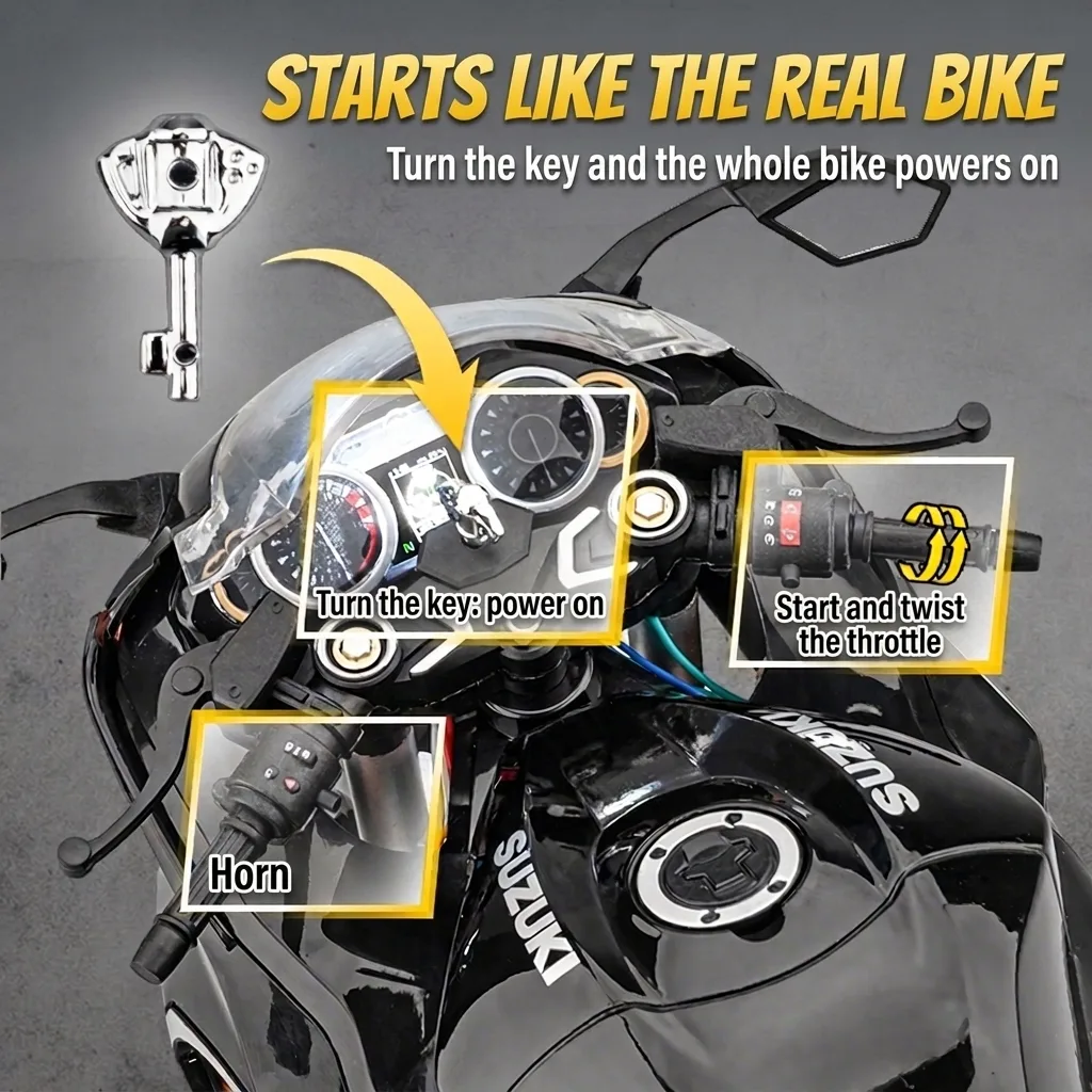 1:6 scale Suzuki Hayabusa model key start, like the real bike