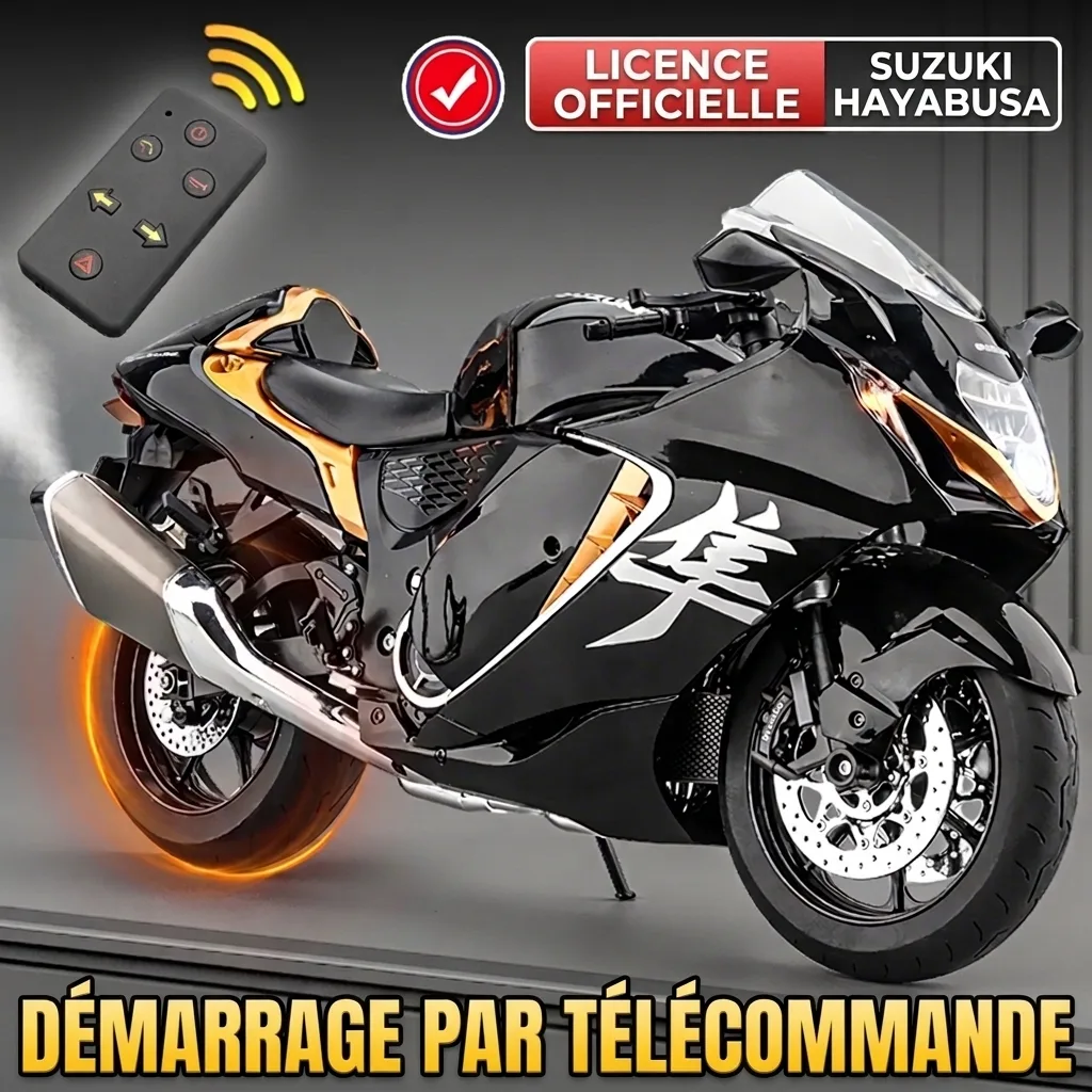 Moto miniature 1:6 Suzuki Hayabusa sous licence officielle, démarrage par télécommande