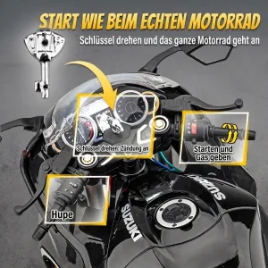 Schlüsselstart des Motorradmodells Suzuki Hayabusa 1:6 wie beim echten Motorrad
