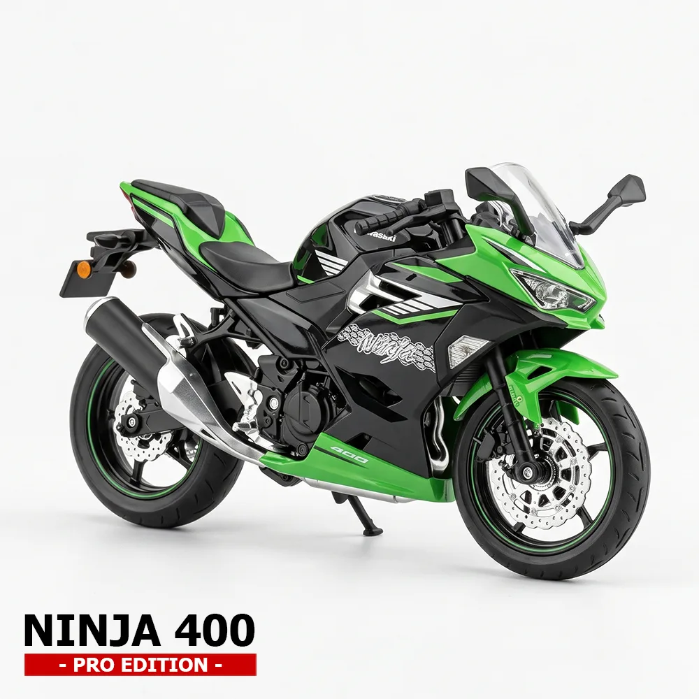 Moto a escala 1:9 Kawasaki Ninja 400 negra y verde - Edición Pro MoScale