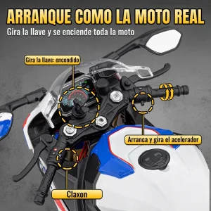 Arranque con llave de la moto a escala 1:6 BMW S1000RR, como la moto real