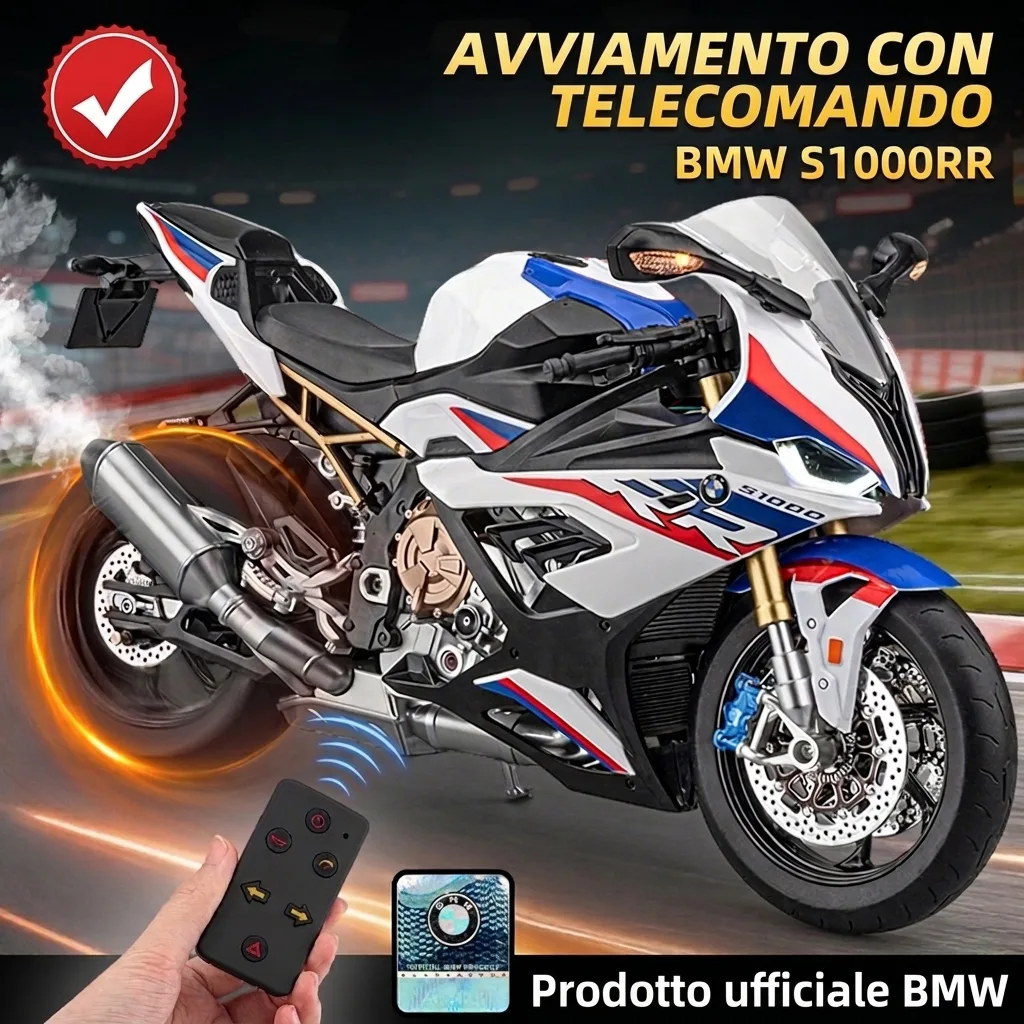 Moto in scala 1:6 BMW S1000RR, prodotto ufficiale BMW, con avviamento con telecomando