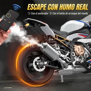 Escape con humo de la moto a escala 1:6 BMW S1000RR