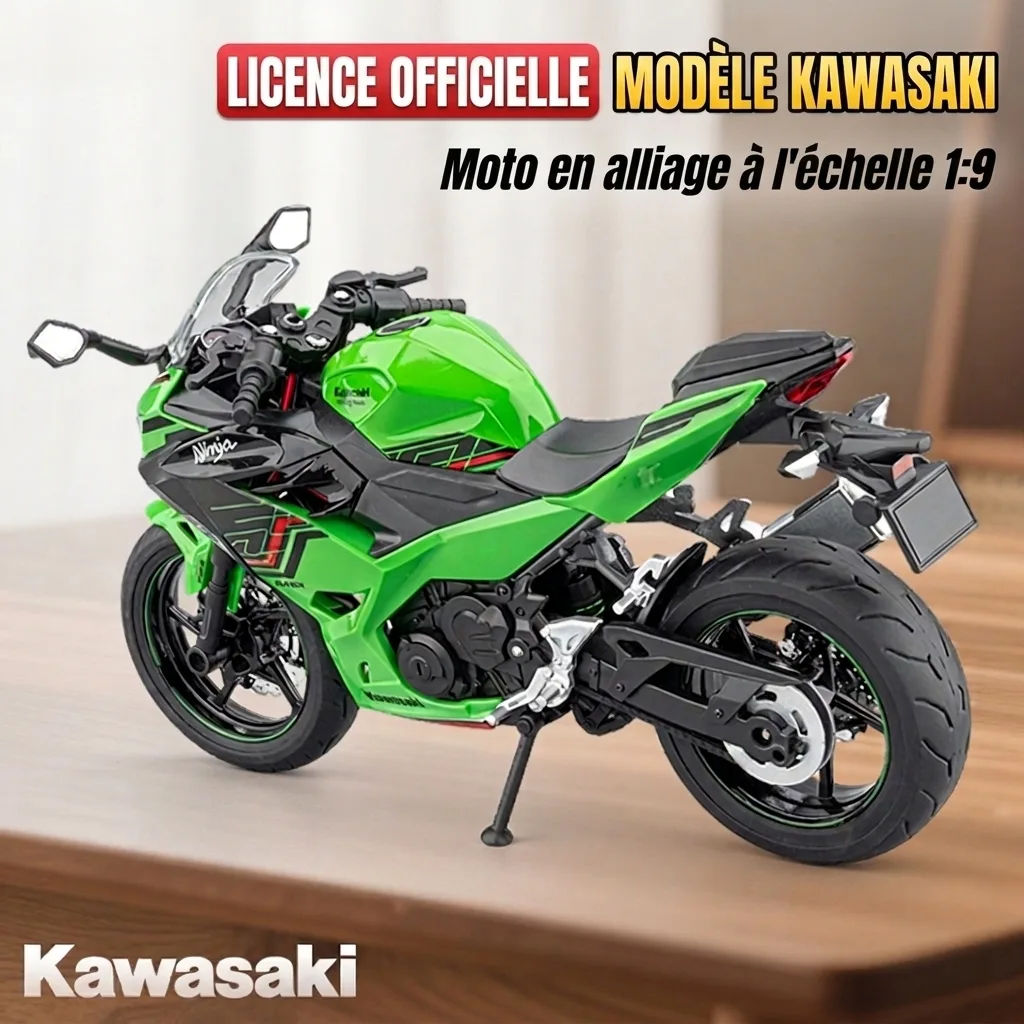 Moto à l'échelle 1:9 Kawasaki Ninja 400 en alliage sous licence officielle