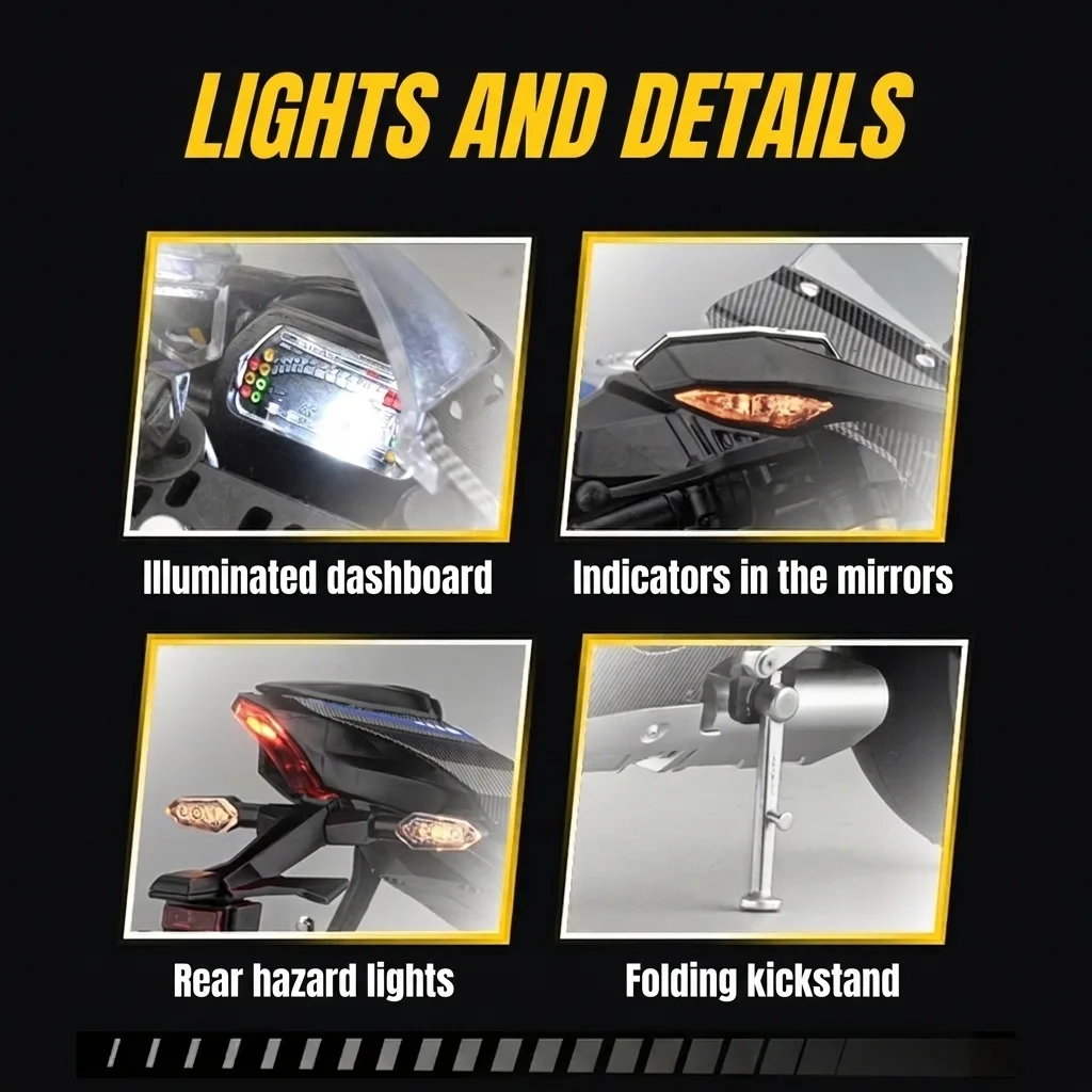 1:6 scale Yamaha R1 model lights: dashboard, indicators and hazard lights